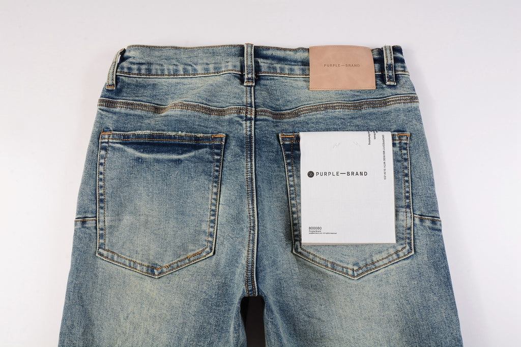 Men's Distressed Light Blue Patchwork Stretch Slim Fit Ripped Denim Jeans