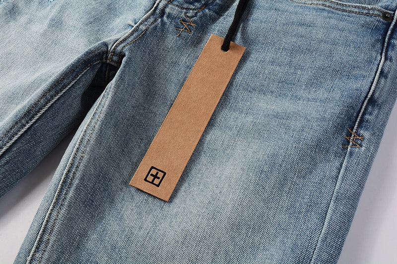 Men’s Light Blue Distressed Skinny Jeans - Ksubi Style Denim