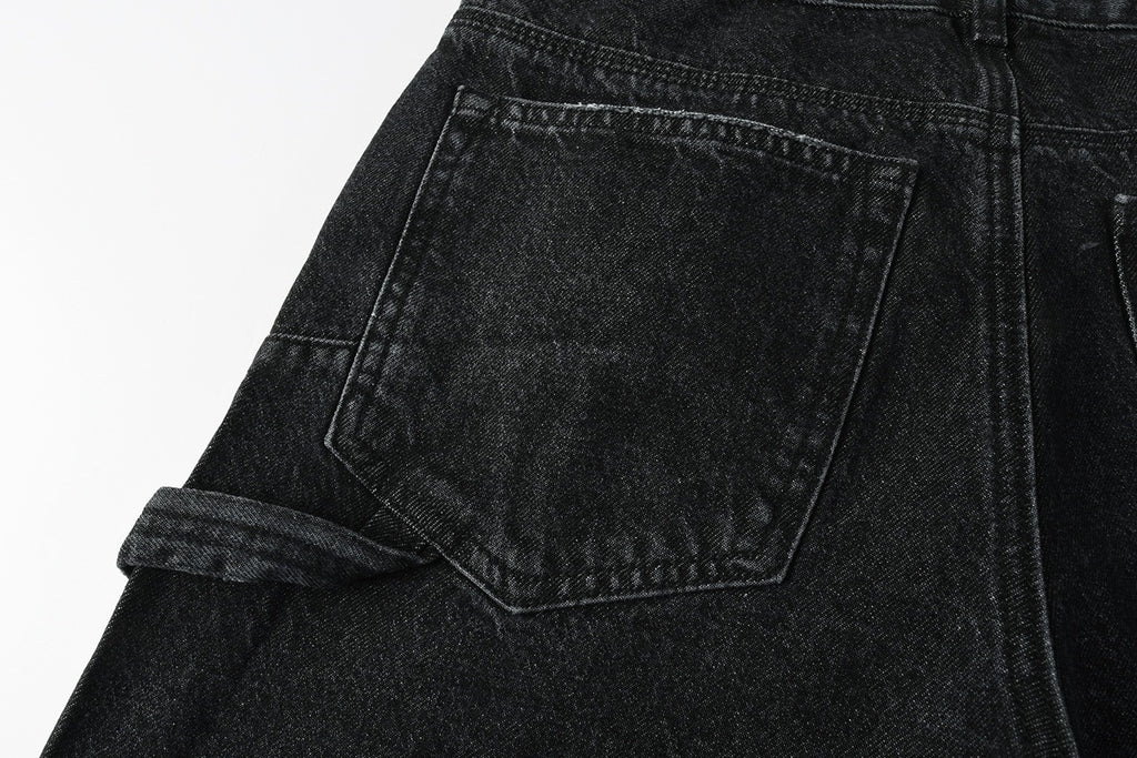 High Street Distressed Black Rhinestones Baggy Jeans for Men & Women | Cool Boys Fashion Loose Fit