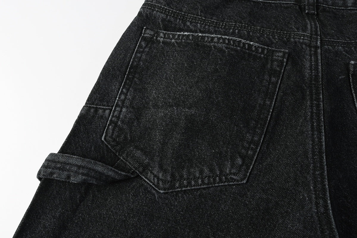 High Street Distressed Black Rhinestones Baggy Jeans for Men & Women | Cool Boys Fashion Loose Fit