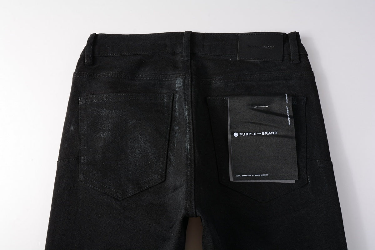 Men's Trendy Black Denim Coated Jeans - Slim Fit Distressed High Street Jeans