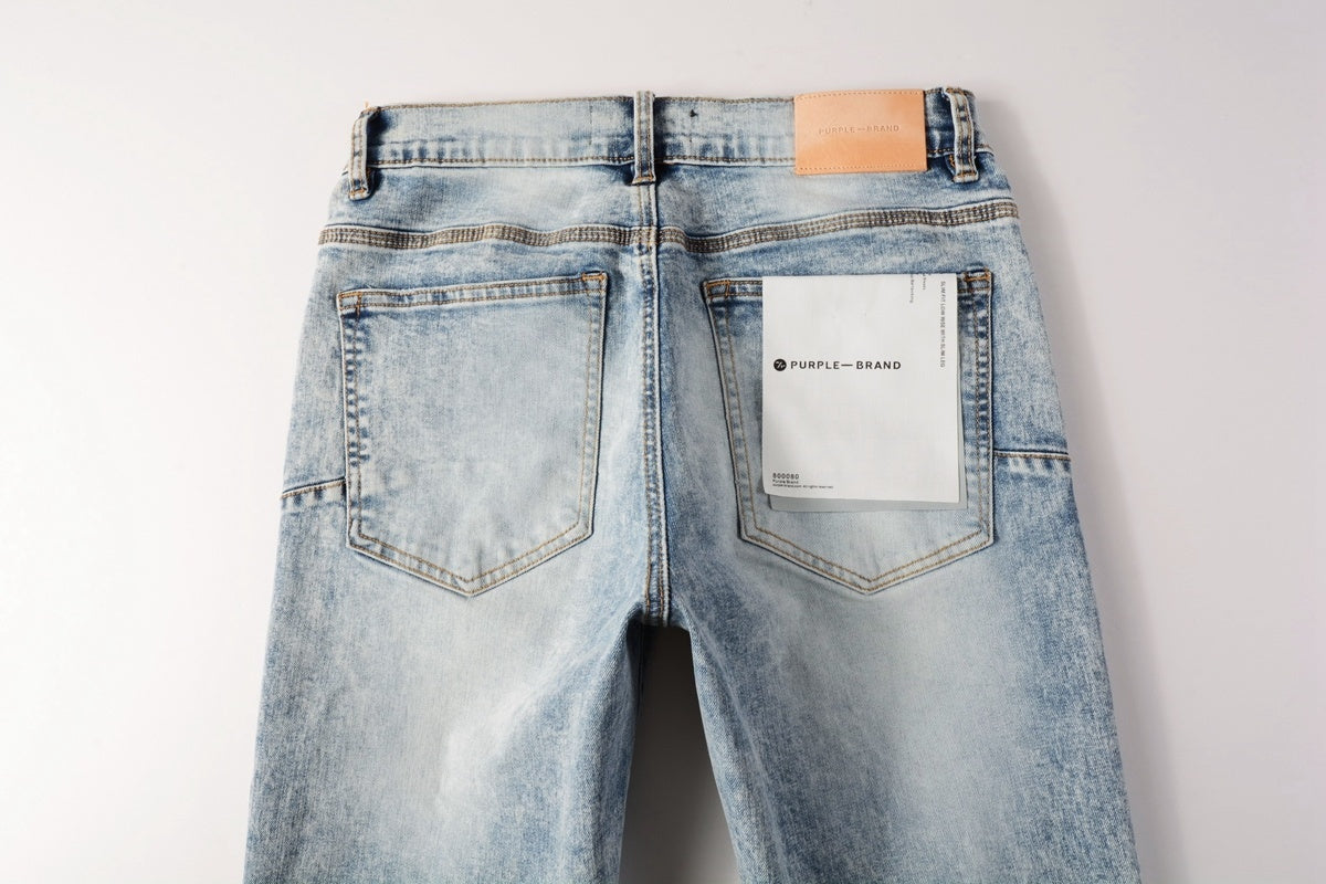 Men's High Street Slim Fit Distressed Blue Stretch Ripped Jeans