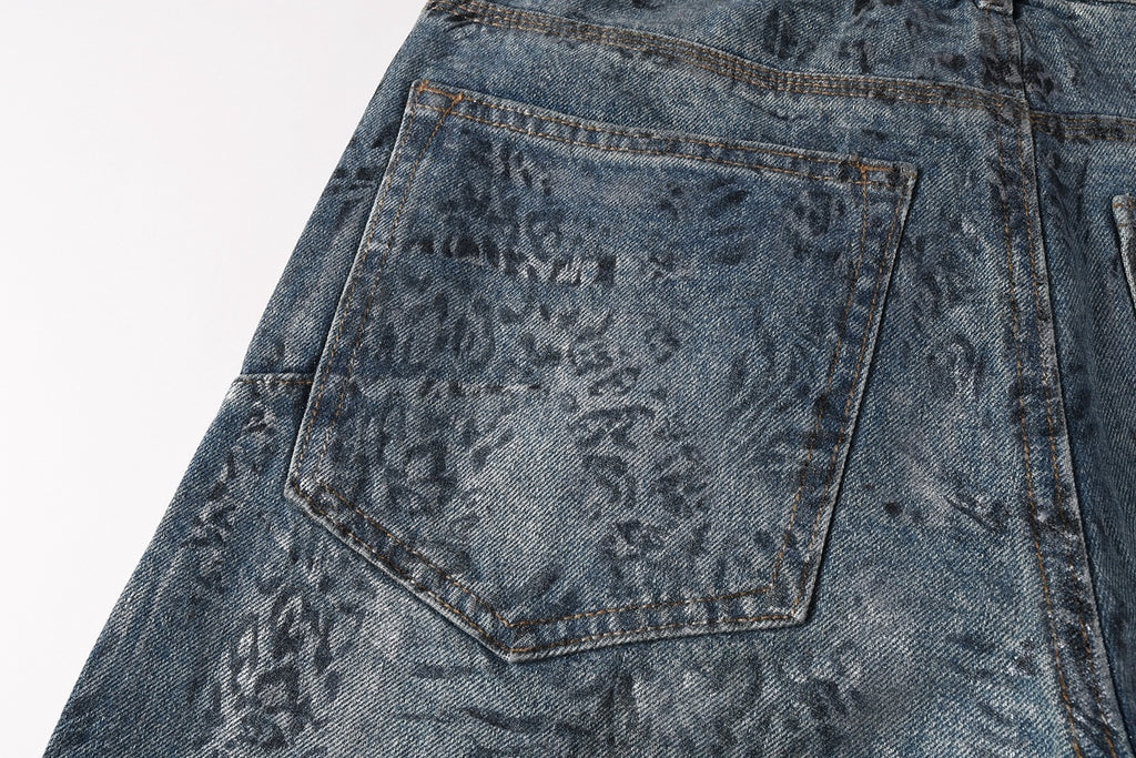 Men's Baggy Denim Jeans with Ripped Detailing, Stretch Fit & Wide Leg Design