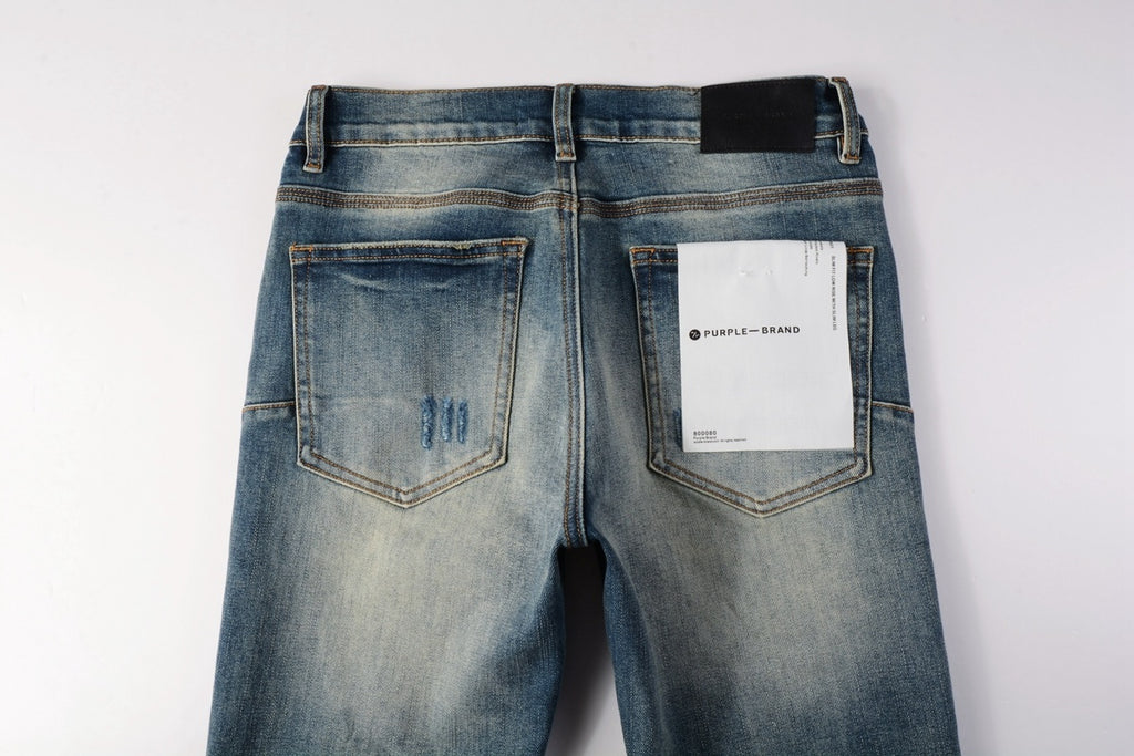 Men's Distressed Blue Stretch Skinny  Ripped Jeans Slim Fit Denim