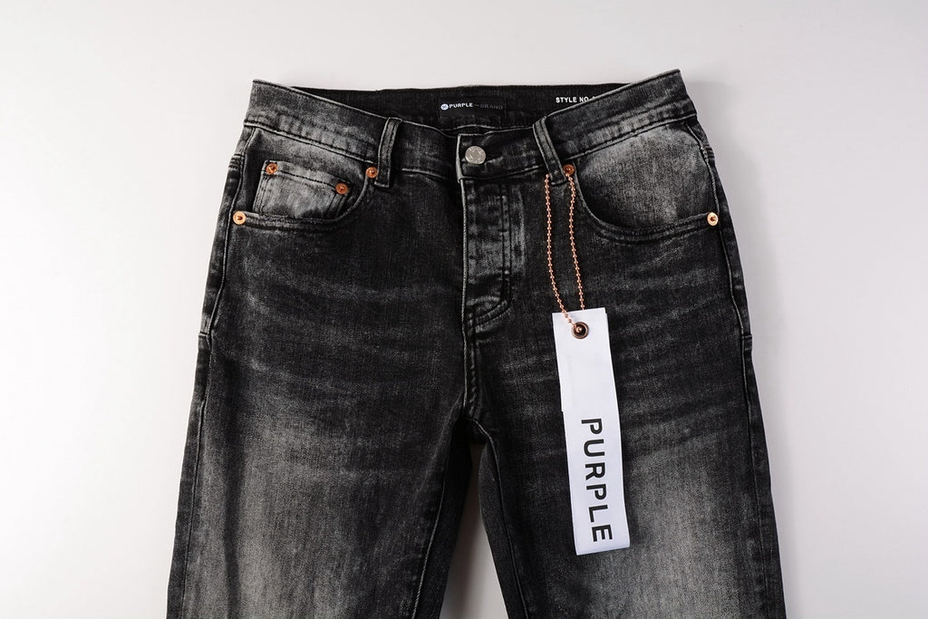 Men's High Street Distressed Black Gray Simple Stretch Slim Fit Ripped Jeans