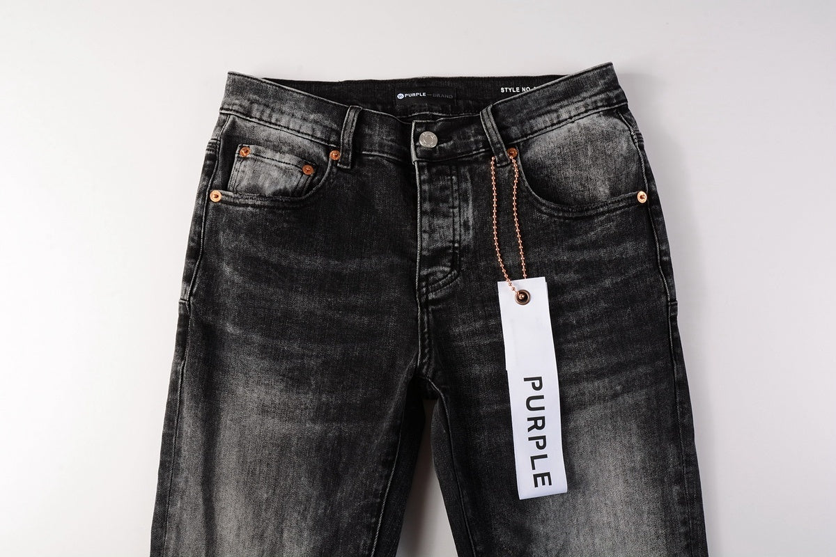 Men's High Street Distressed Black Gray Simple Stretch Slim Fit Ripped Jeans