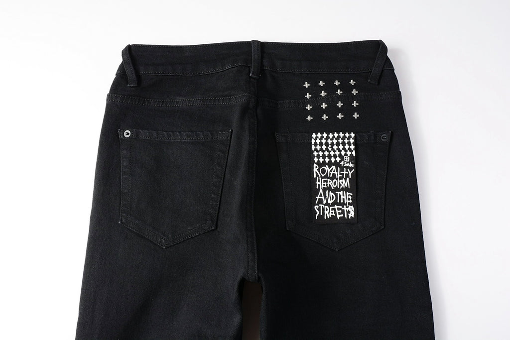 Men's Solid Black Slim-Fit Stretch Jeans - Premium Denim Pants
