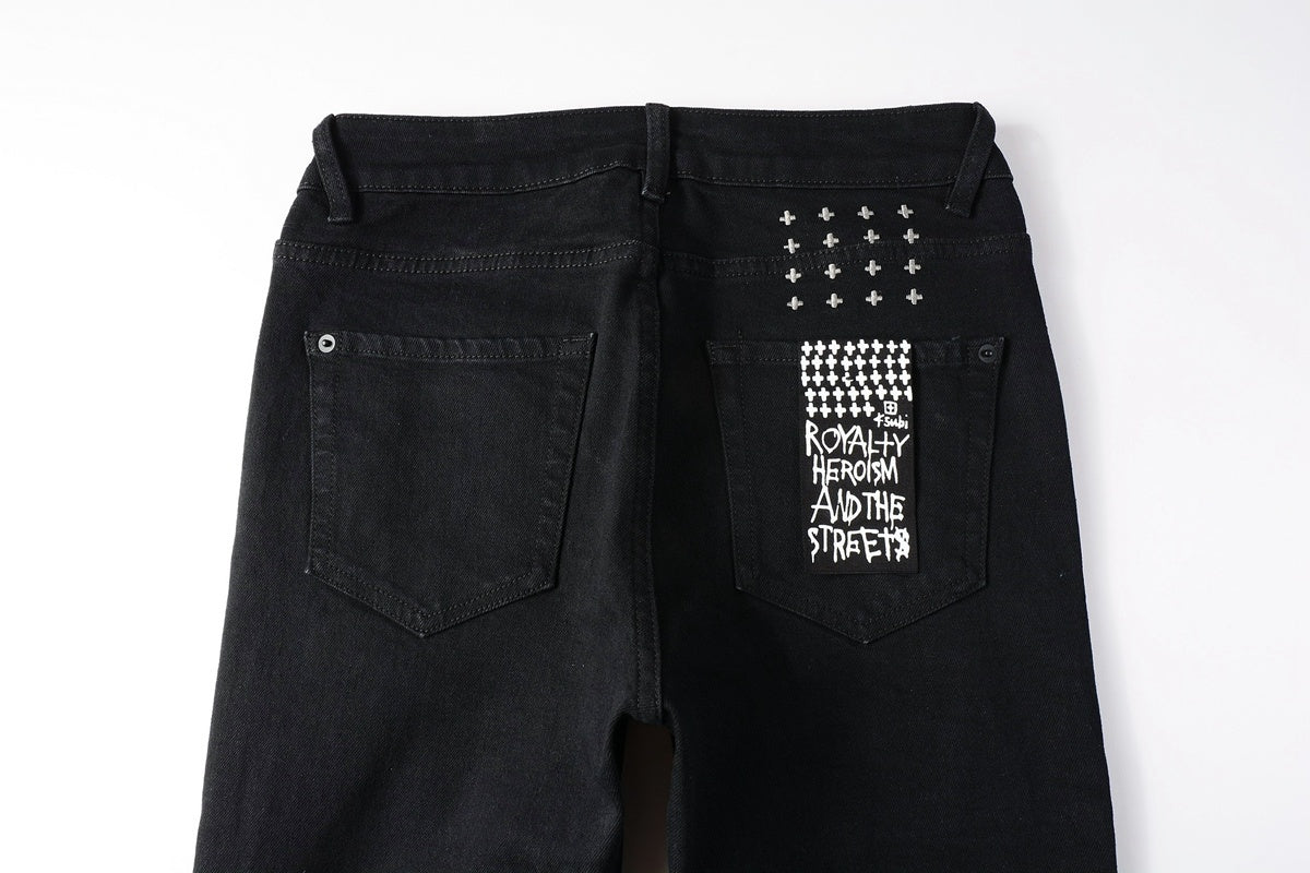 Men's Solid Black Slim-Fit Stretch Jeans - Premium Denim Pants
