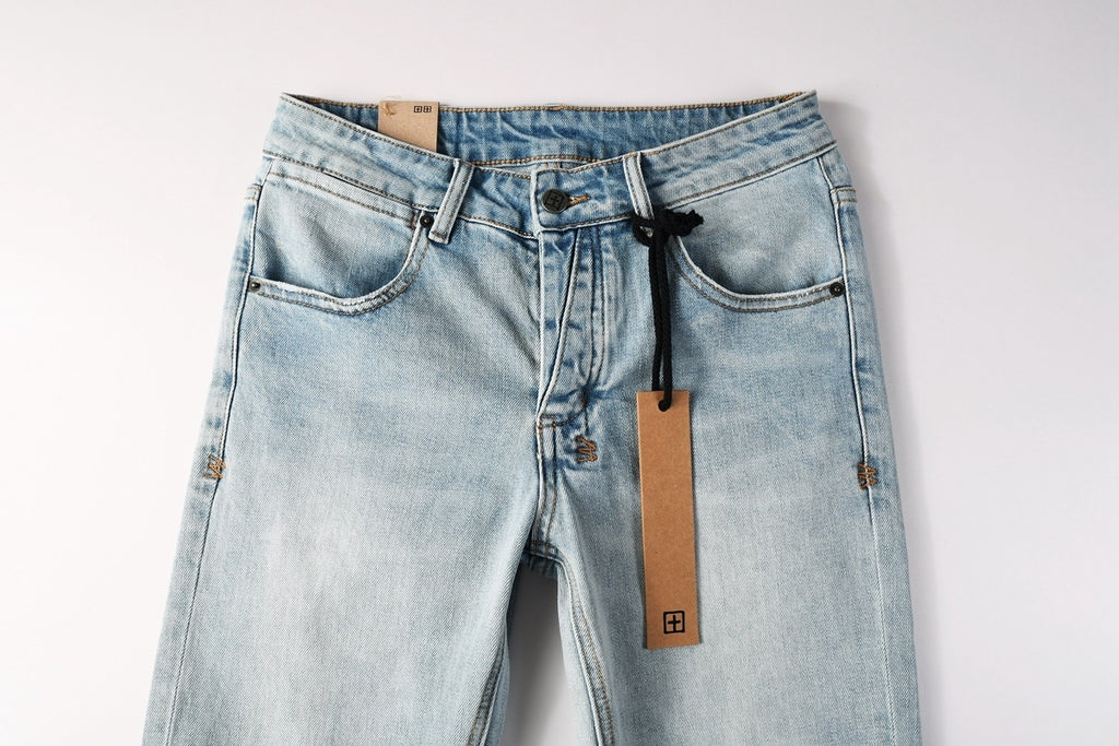 Men's Light Wash Distressed Skinny Jeans - Slim Streetwear Denim