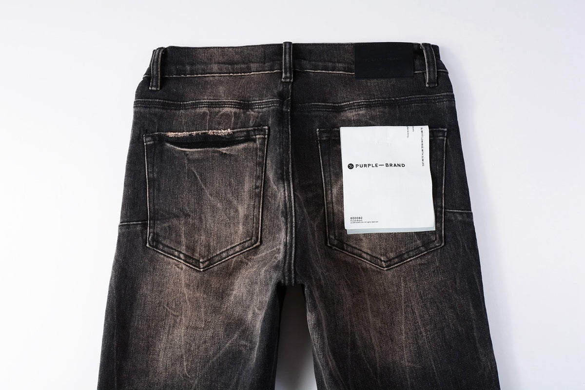 Men's High Street Distressed Vintage Gray Stretch Ripped Jeans