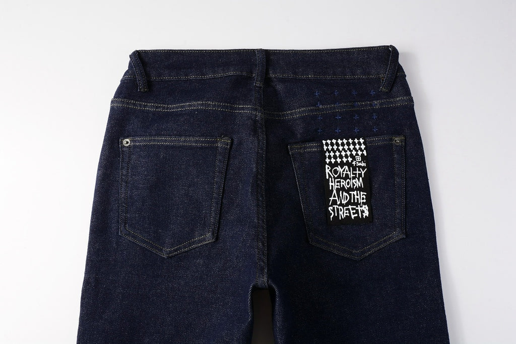 Men's Raw Indigo Dark Wash Slim-Fit Stretch Jeans - Premium Denim