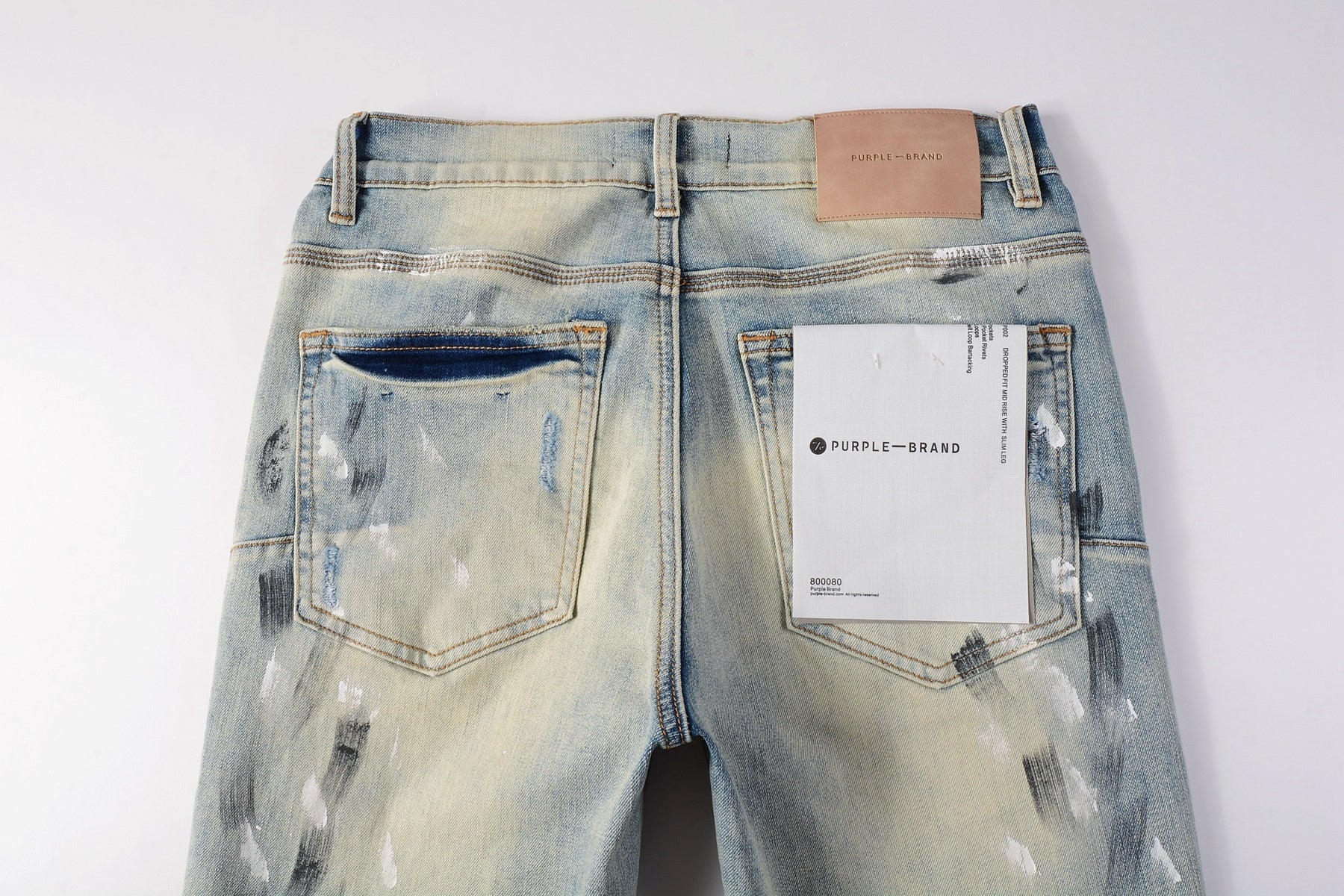 Men's High Street Distressed Blue Destroyed Hole Slim Fit Spray Paint Ripped Jeans