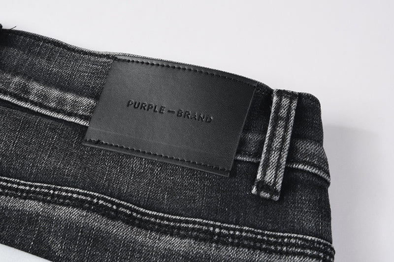 Men's Black Washed Embroidered Cross & Logo Skinny Jeans | Streetwear Slim Fit Denim Pants