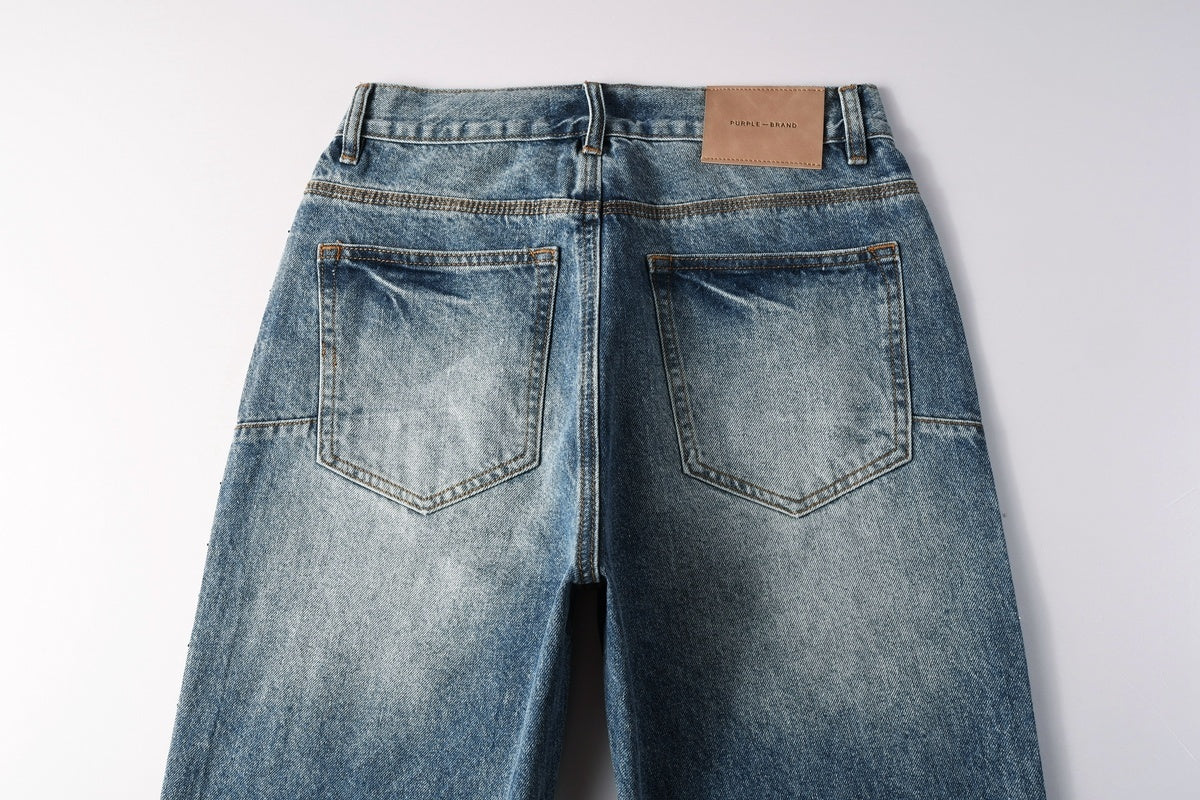 Distressed Blue Baggy Rhinestones Loose Ripped Jeans | Trendy Streetwear Denim