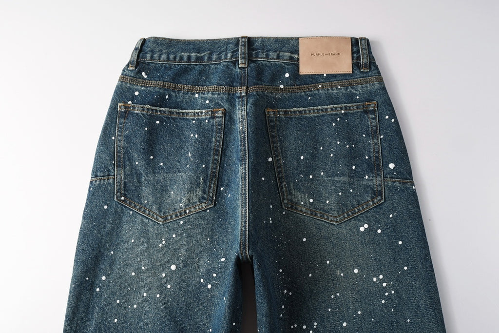 Distressed Blue Baggy Graffiti Loose Ripped Jeans | Trendy Streetwear Denim