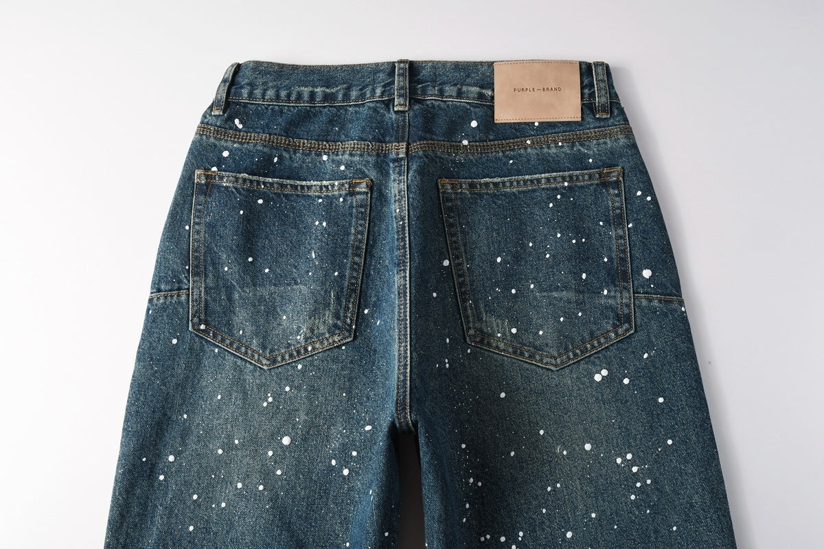 Distressed Blue Baggy Graffiti Loose Ripped Jeans | Trendy Streetwear Denim