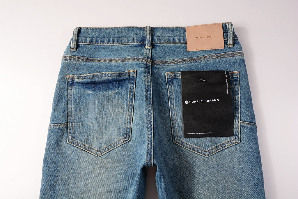 Men's Slim Fit Distressed Sea Blue Skinny Jeans with Button Fly & Ripped Detailing