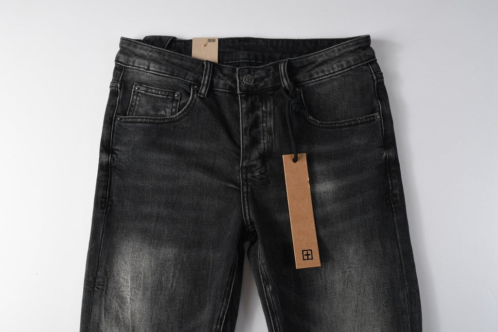 Men’s Black Washed Skinny Jeans - Knee Ripped Streetwear Denim