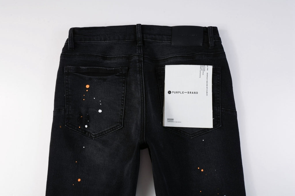 Men's Streetwear Slim Fit Distressed Black Damaged Holes Stretch Ripped Jeans