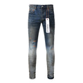 Men's High Street Distressed Blue Painted Dirty Slim Fit Ripped Jeans