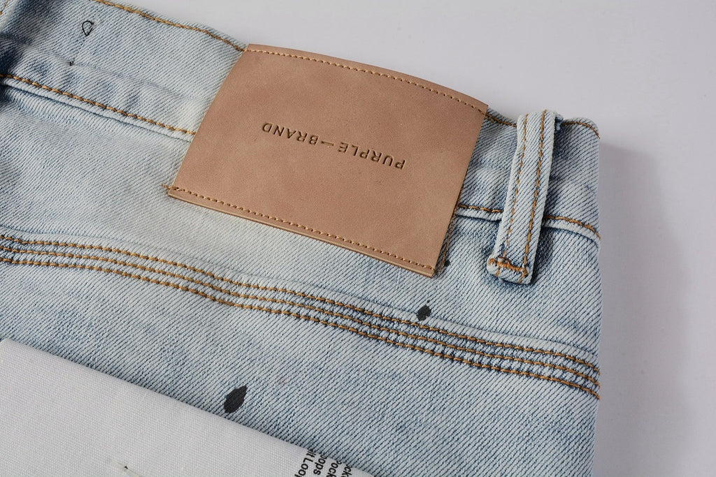 Men's High Street Washed Light Blue Distressed Damaged Holes Ripped Jeans