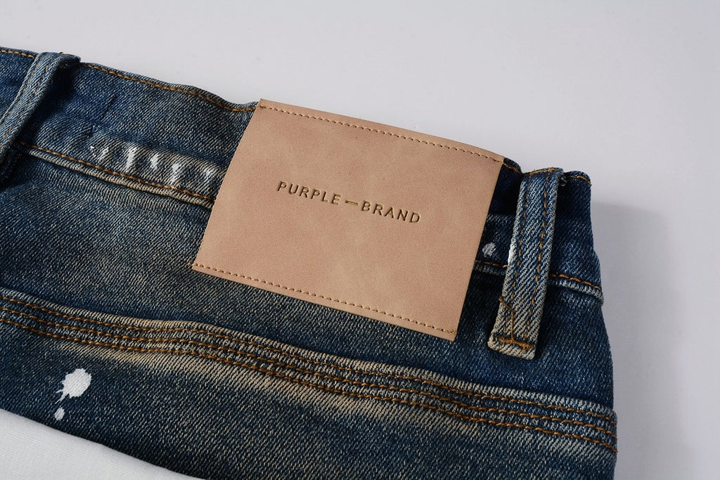 Men's Blue High Street Distressed Dirty Damaged Holes Stretch Slim Fit Ripped Jeans
