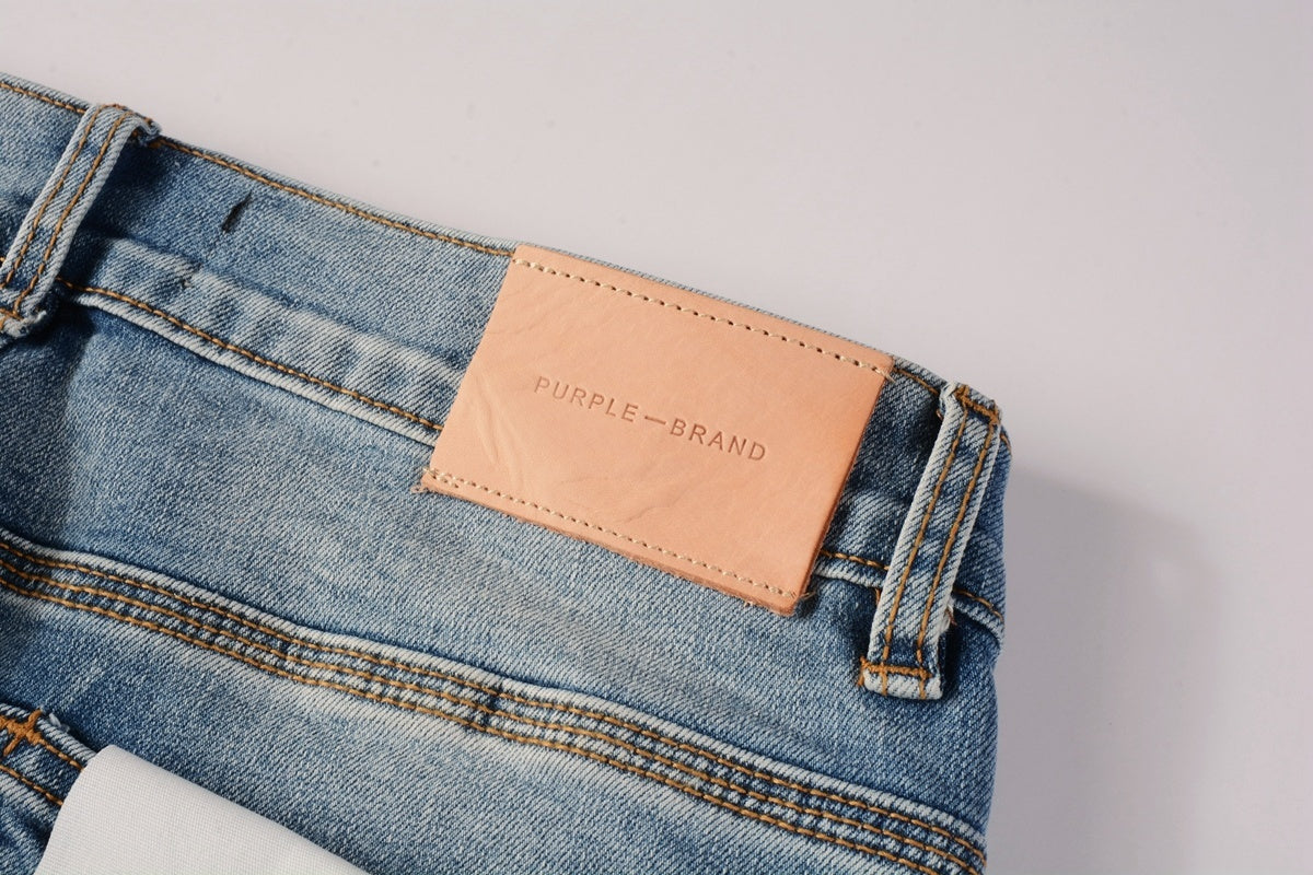 Men's Slim Fit High Street Distressed Blue Stretch Ripped Jeans