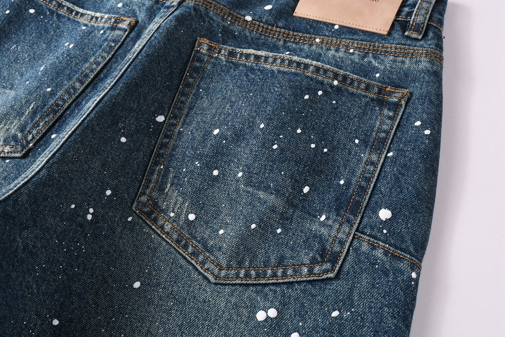 Distressed Blue Baggy Graffiti Loose Ripped Jeans | Trendy Streetwear Denim