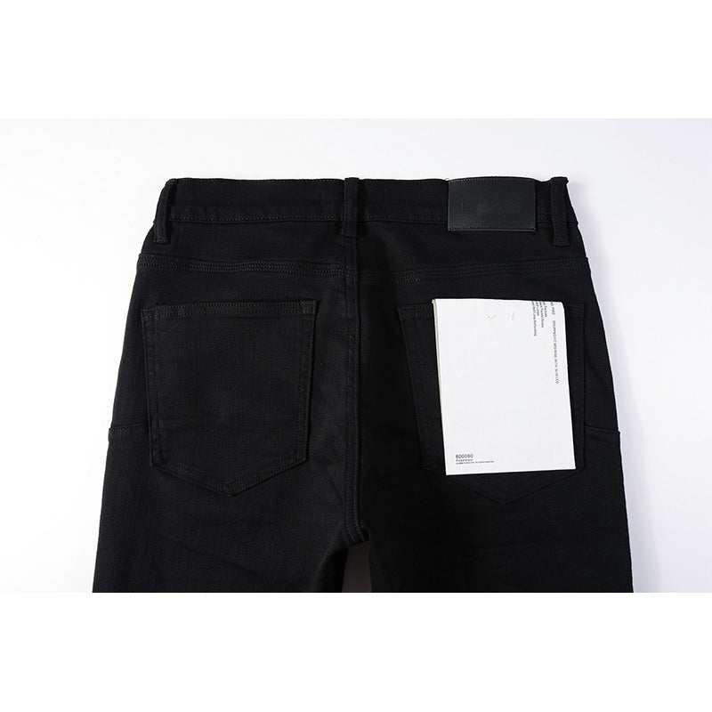 Men's Distressed Slim Fit Black Ripped Jeans