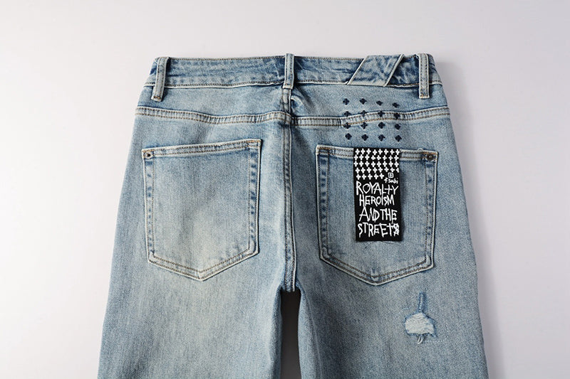 Men’s Light Blue Distressed Skinny Jeans - Ksubi Style Denim