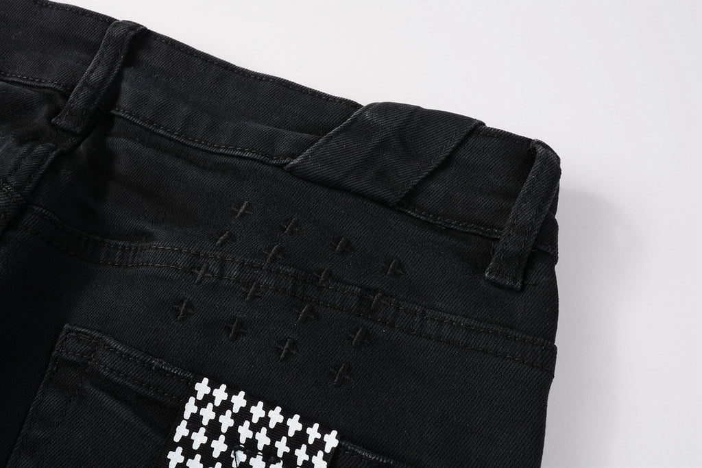 Men's Black Subtle Distressed Skinny Jeans - Stretch Denim Pants
