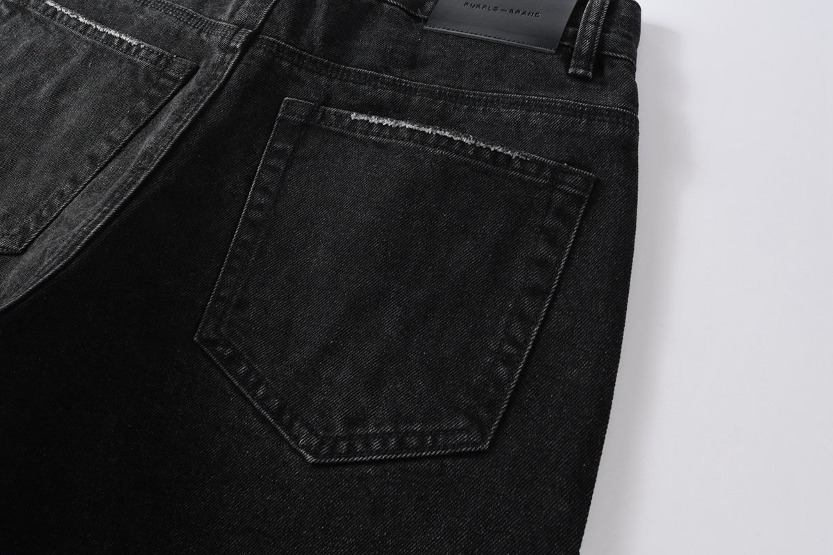 Men's Distressed Black Baggy Jeans with Rhinestones & Street Style