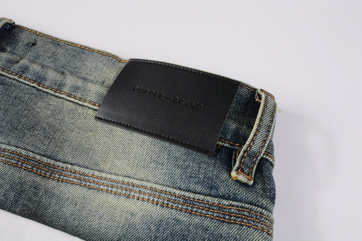 Men's Slim Fit High Street Distressed Blue Stretch Jeans