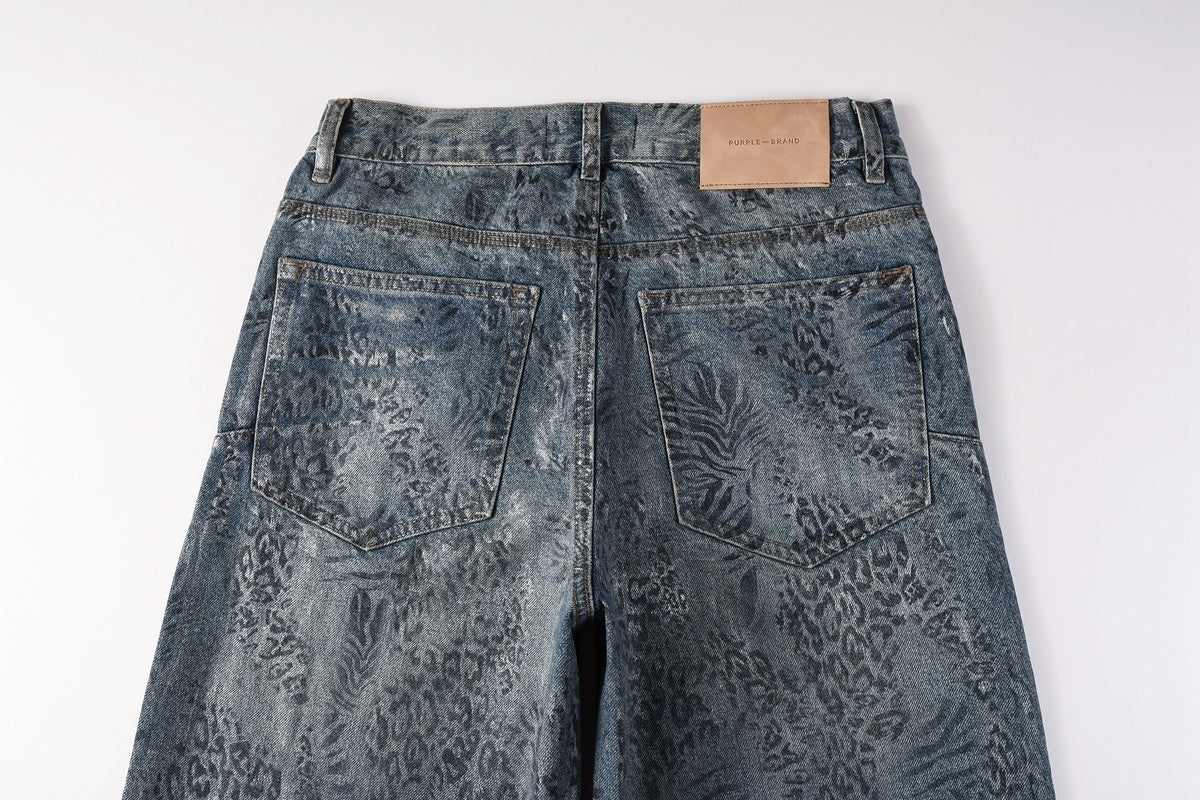 Men's Baggy Denim Jeans with Ripped Detailing, Stretch Fit & Wide Leg Design