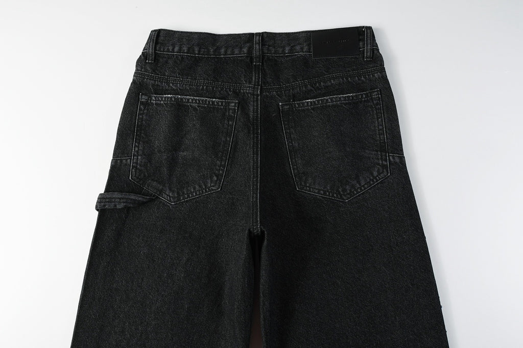 High Street Distressed Black Rhinestones Baggy Jeans for Men & Women | Cool Boys Fashion Loose Fit