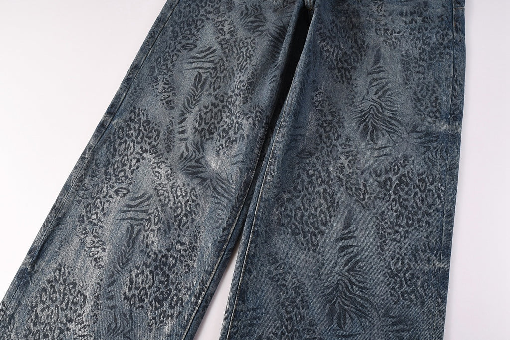 Men's Baggy Denim Jeans with Ripped Detailing, Stretch Fit & Wide Leg Design