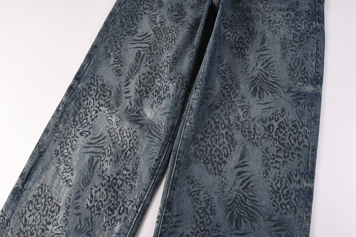 Men's Baggy Denim Jeans with Ripped Detailing, Stretch Fit & Wide Leg Design