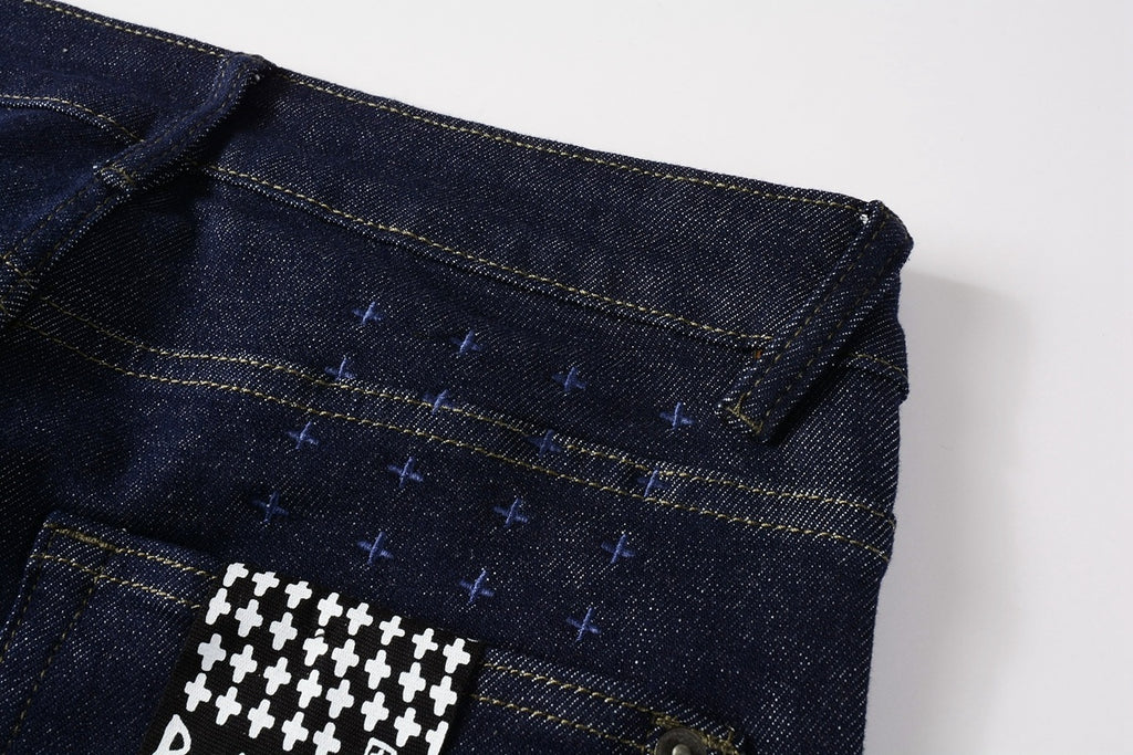 Men's Raw Indigo Dark Wash Slim-Fit Stretch Jeans - Premium Denim