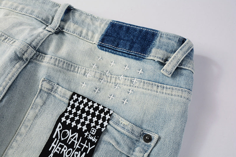 Men’s Light Wash Distressed Skinny Jeans - Streetwear Denim