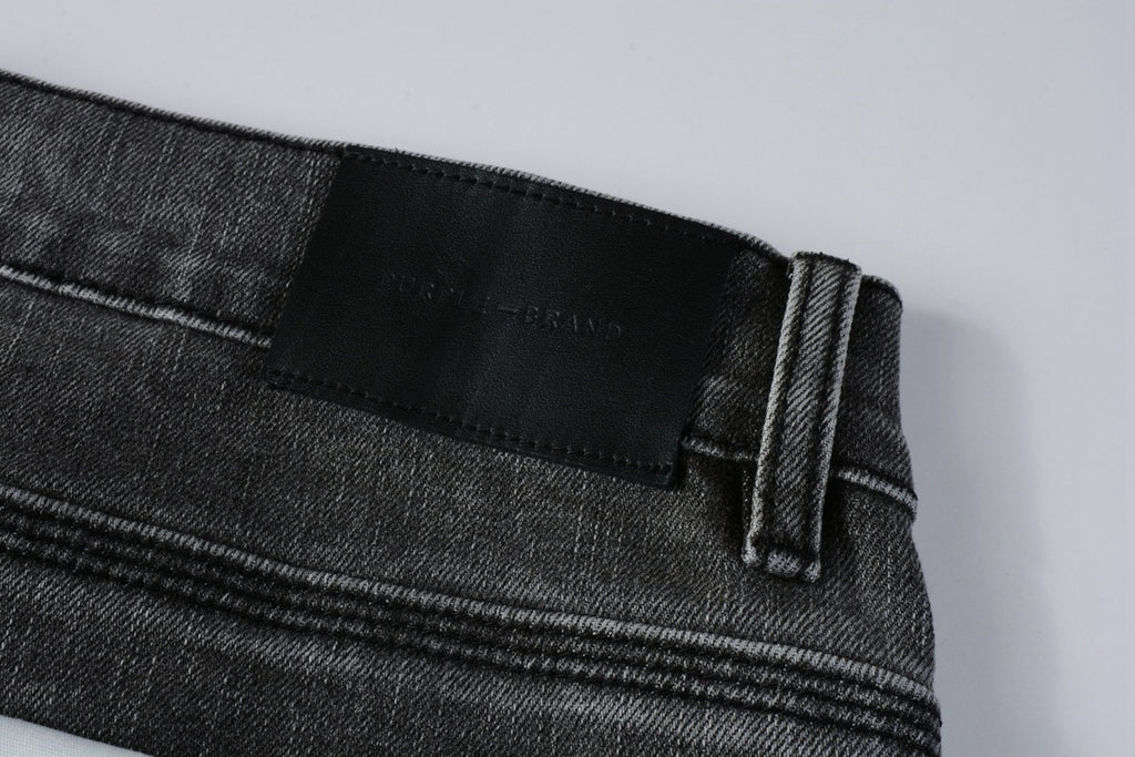 Men's Slim Fit Distressed Gray Stretch Ripped Jeans