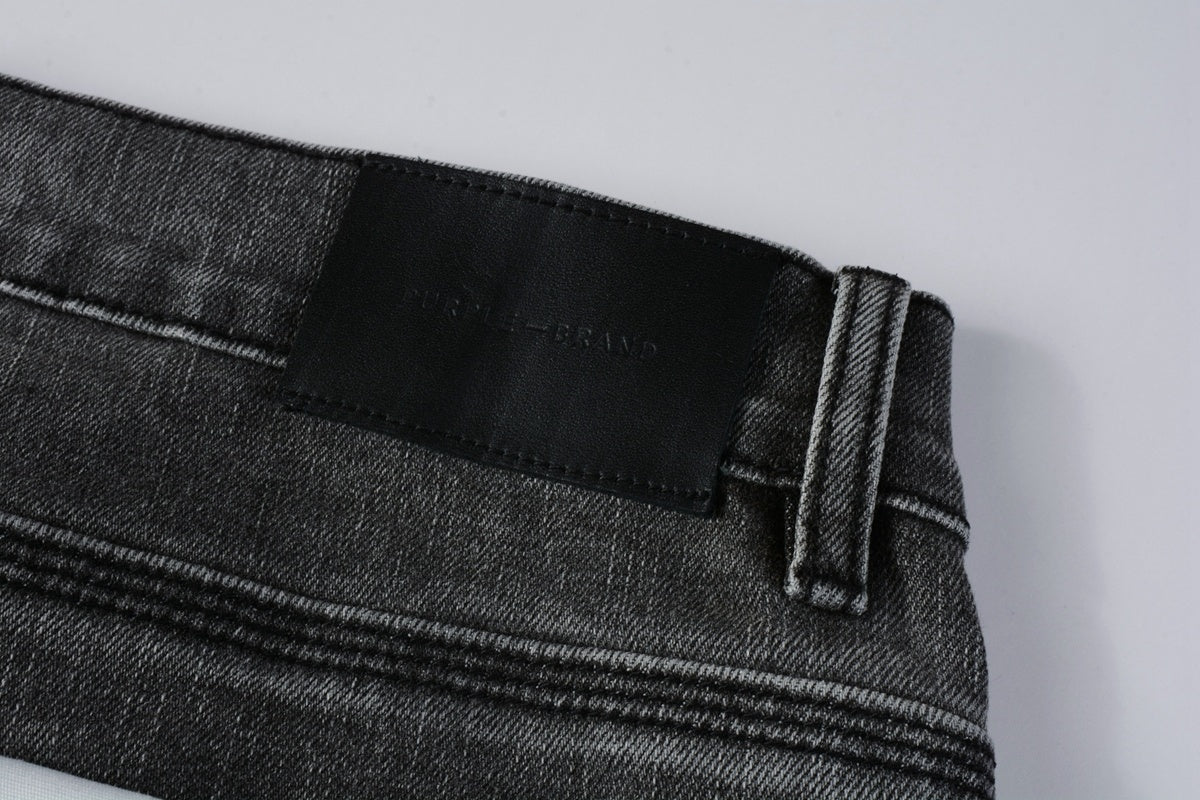 Men's Slim Fit Distressed Gray Stretch Ripped Jeans