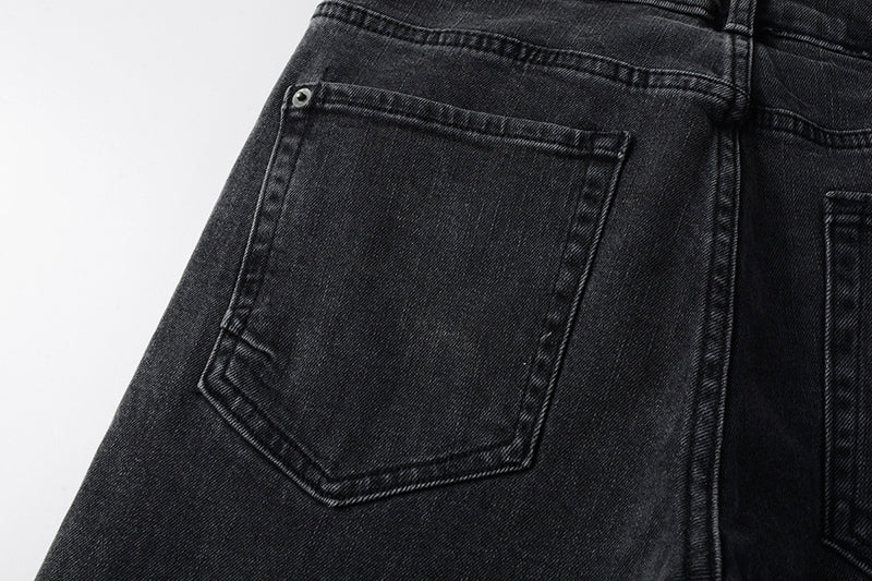 Men’s Ksubi Style Faded Black Washed Slim Fit Skinny Denim Jeans Streetwear