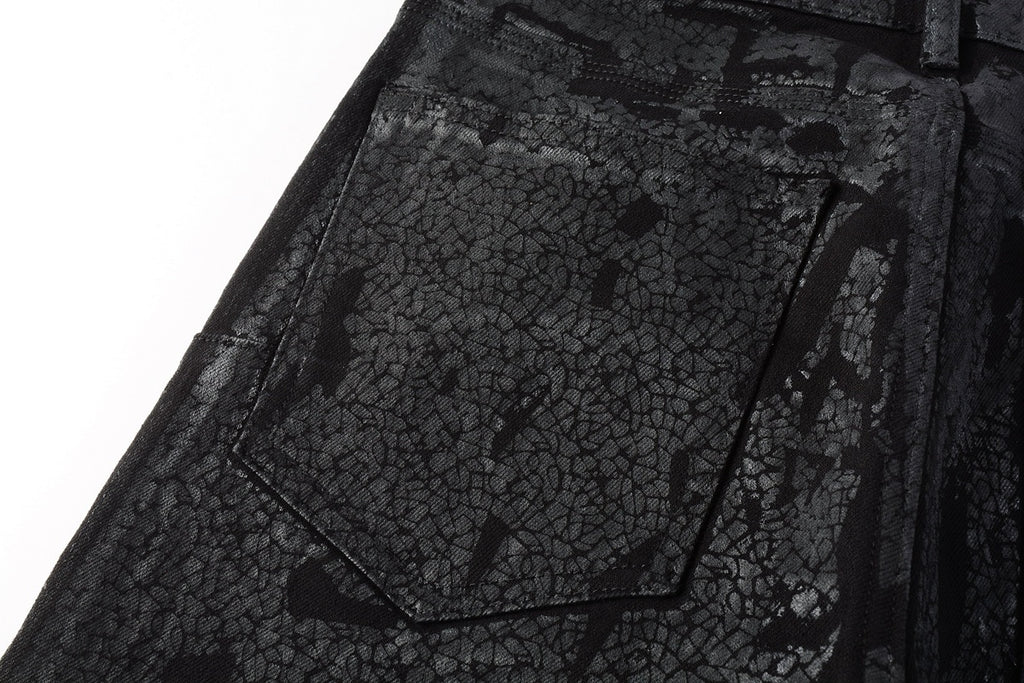 Men's High Street Distressed Black Stretch Slim Fit Ripped Jeans