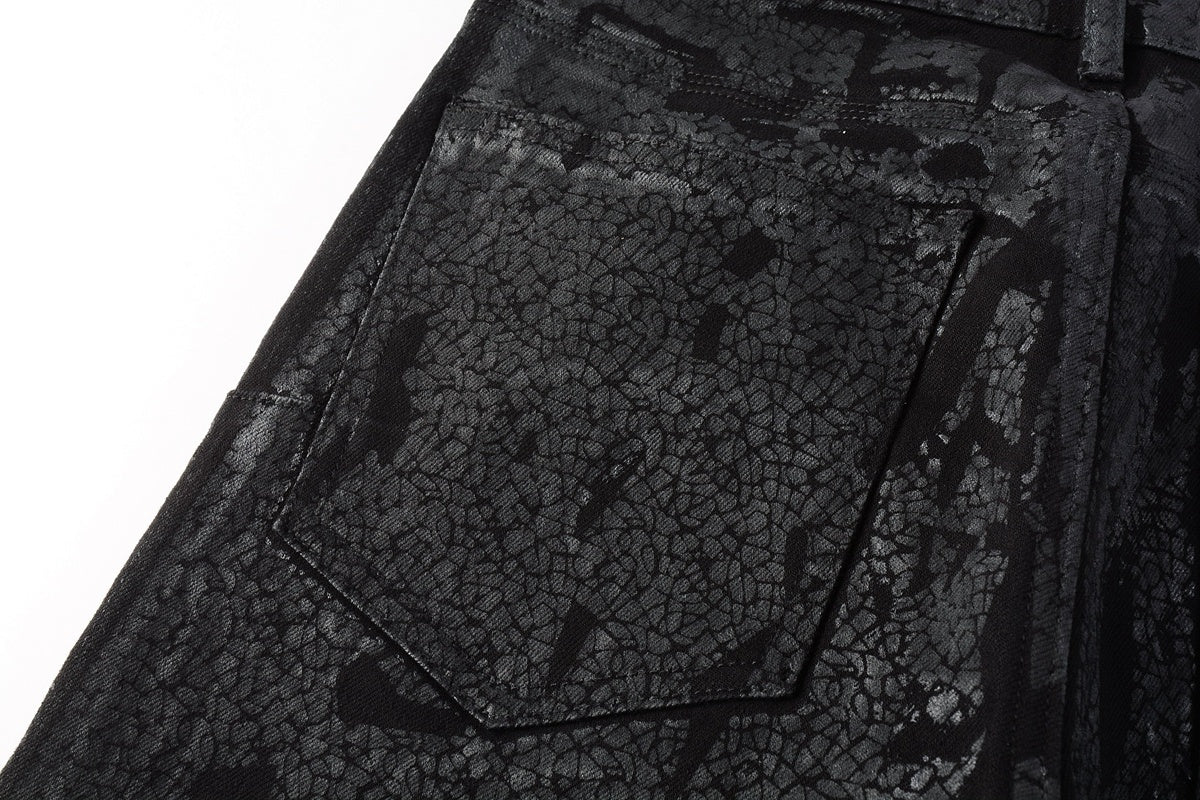 Men's High Street Distressed Black Stretch Slim Fit Ripped Jeans