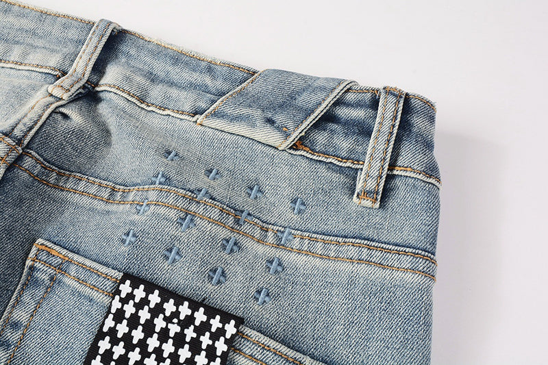 Men's Light Wash Ksubi-Inspired Graffiti Skinny Jeans - Slim Denim Pants
