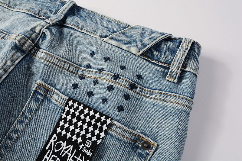 Men’s Light Blue Distressed Skinny Jeans - Ksubi Style Denim