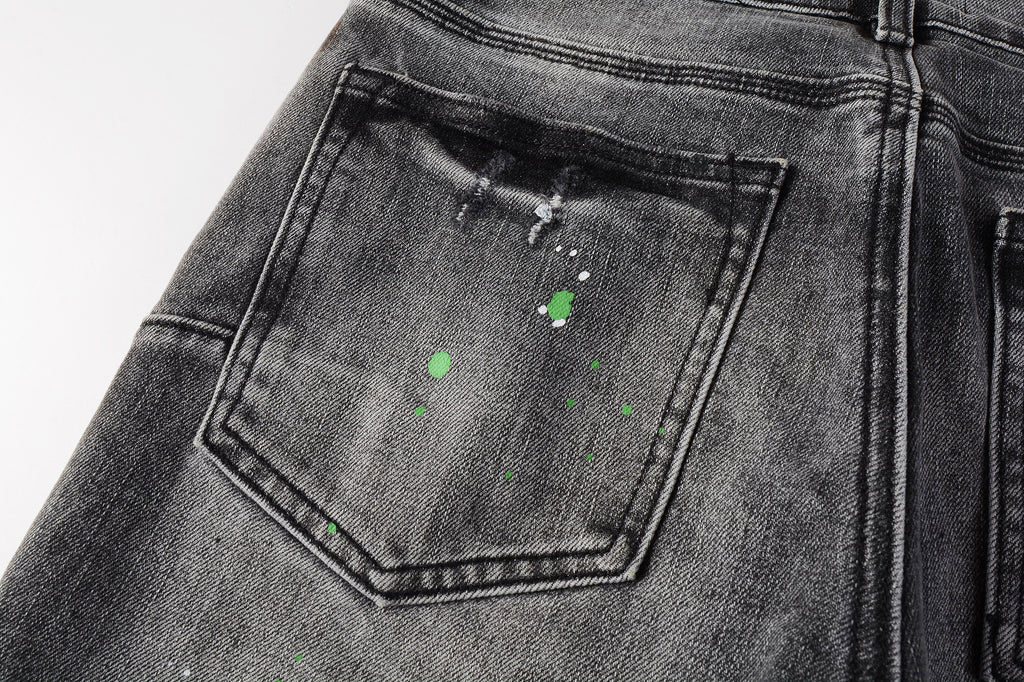 Men's Distressed Dirty Damaged Holes Stretch Slim Fit Ripped Jeans