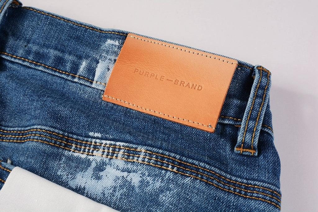 Men's High Street Distressed Classic Blue Graffiti Painted Stretch Skinny Ripped Jeans