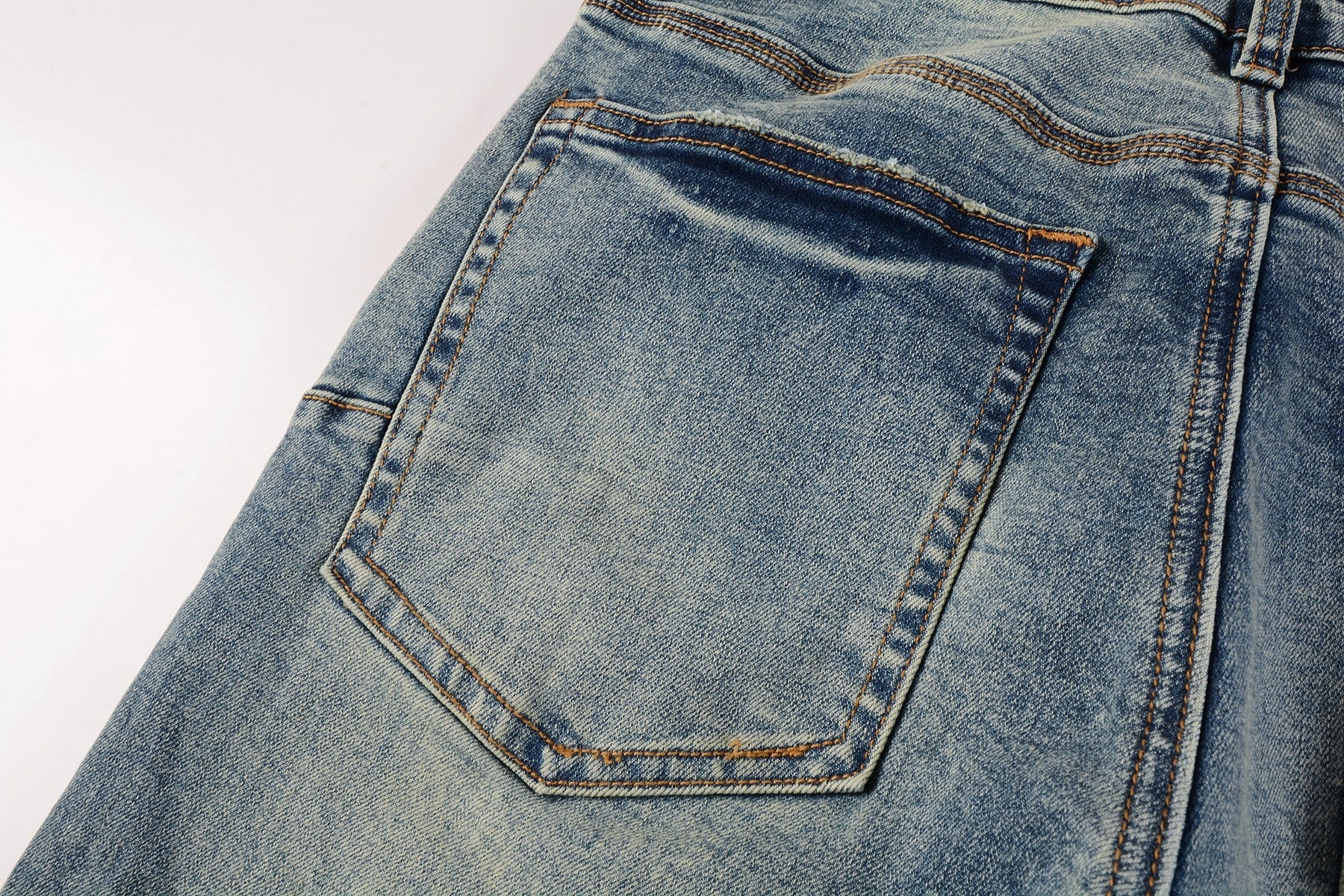 Men's Distressed Light Blue Patchwork Stretch Slim Fit Ripped Denim Jeans
