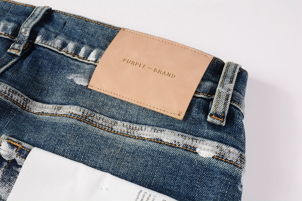 Men's Streetwear Slim Fit Distressed Classical Blue Graffiti Stretch Jeans
